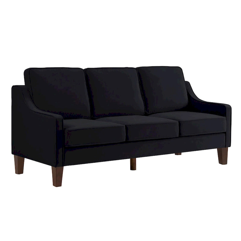 Modernes 3-Sitzer Schlafsofa mit geschwungener Armlehne und Holzbeinen – 29,00 x 74,00 x 34,25