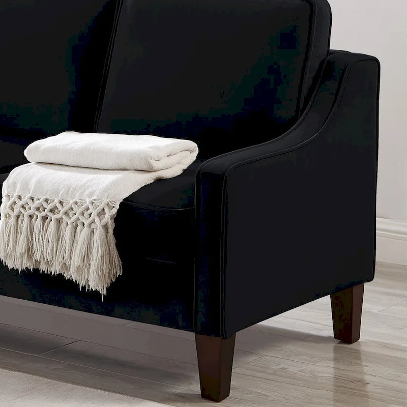 Modernes 3-Sitzer Schlafsofa mit geschwungener Armlehne und Holzbeinen – 29,00 x 74,00 x 34,25