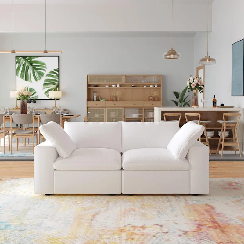 Modernes Samt-Ecksofa, daunengefüllt, überdimensionierte Polsterung für Wohnzimmer