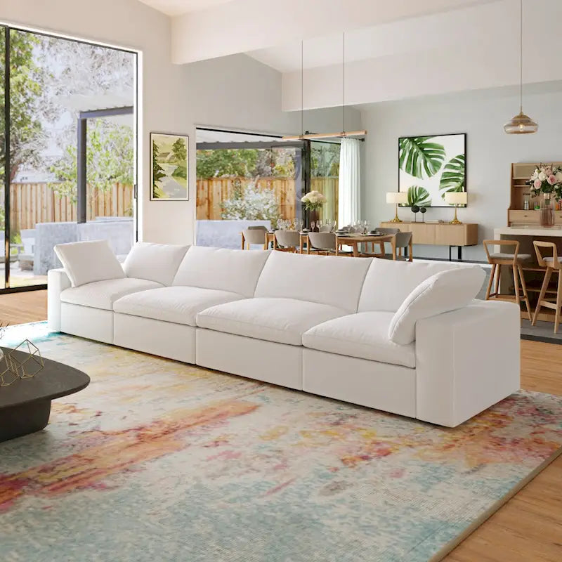 Modernes Samt-Ecksofa, daunengefüllt, überdimensionierte Polsterung für Wohnzimmer