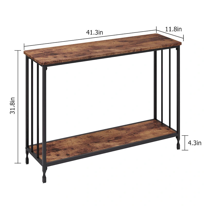 2-stöckiger Retro-Konsolentisch mit MDF-Ablage - 41.3