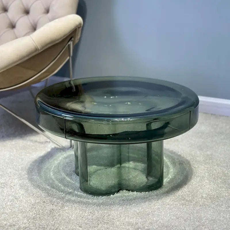 Moderner Künstlerischer Blumen Glas Runder Couchtisch Beistelltisch