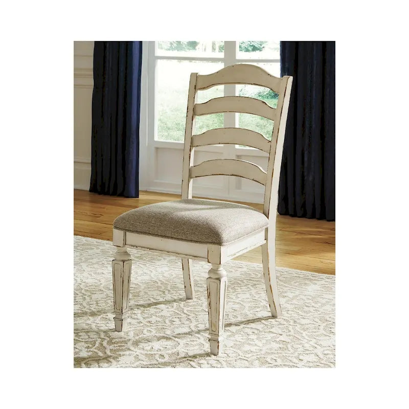 Abgeschlagener weißer Esszimmerstuhl, 2er-Set