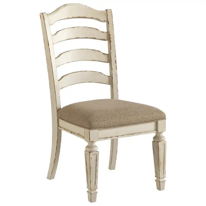 Abgeschlagener weißer Esszimmerstuhl, 2er-Set