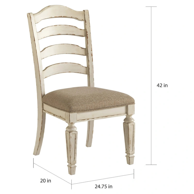 Abgeschlagener weißer Esszimmerstuhl, 2er-Set