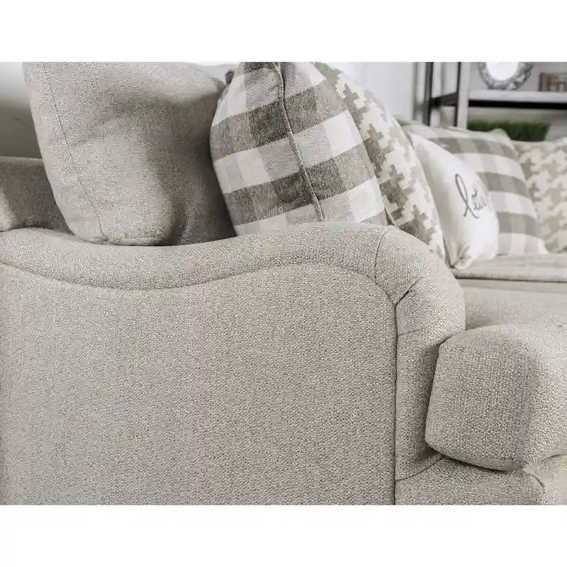 Gepolstertes Übergangs-Sofa aus grauem Leinenstoff