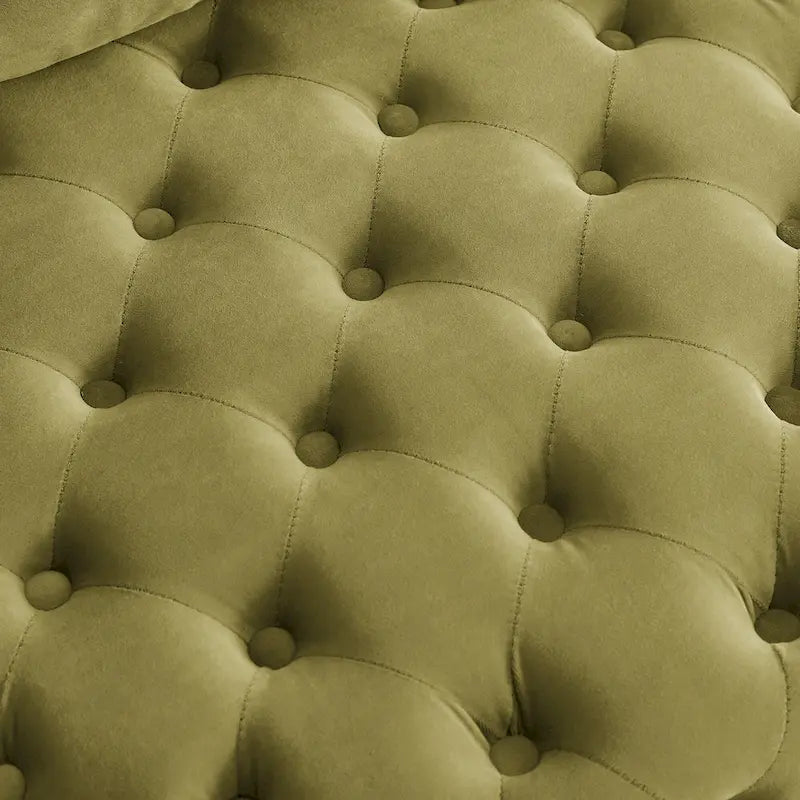 Wohnzimmer Samt-Drehsessel mit Knopfheftung, 3 Kissen & beweglichen Rollen