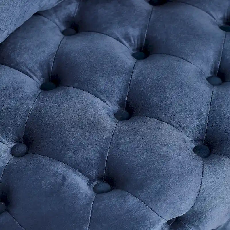 Wohnzimmer Samt-Drehsessel mit Knopfheftung, 3 Kissen & beweglichen Rollen