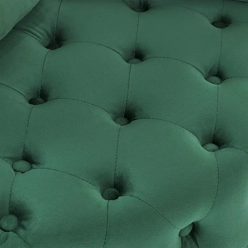 Wohnzimmer Samt-Drehsessel mit Knopfheftung, 3 Kissen & beweglichen Rollen