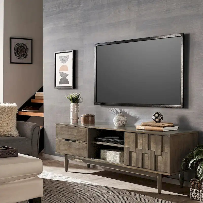 TV-Schrank aus Holz im Mid-Century-Stil mit 2 Schubladen
