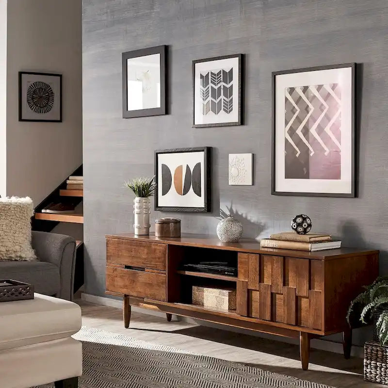 TV-Schrank aus Holz im Mid-Century-Stil mit 2 Schubladen