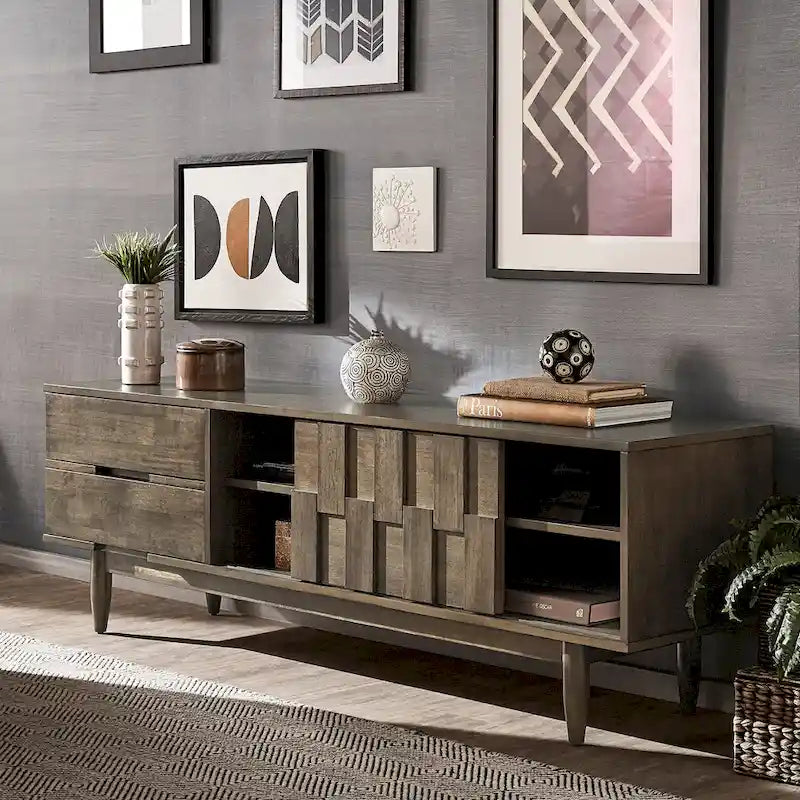TV-Schrank aus Holz im Mid-Century-Stil mit 2 Schubladen