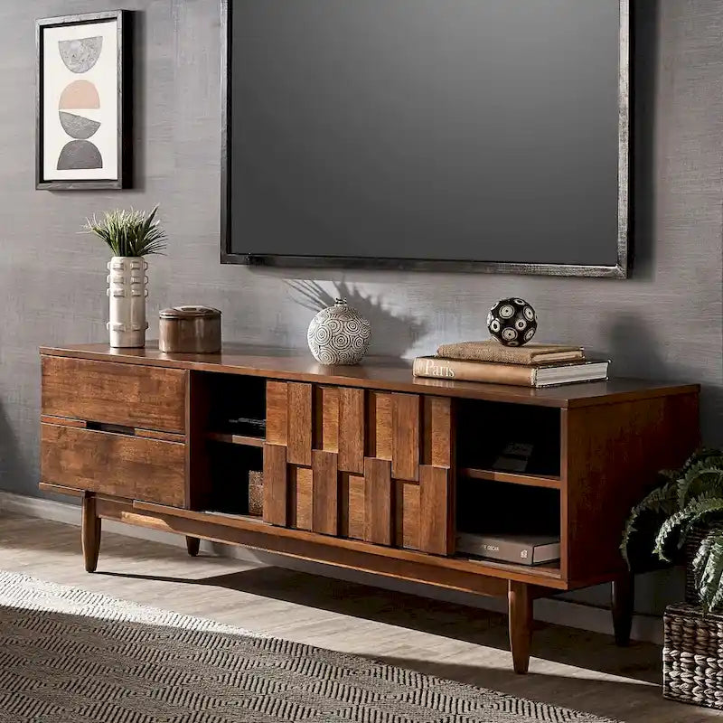 TV-Schrank aus Holz im Mid-Century-Stil mit 2 Schubladen