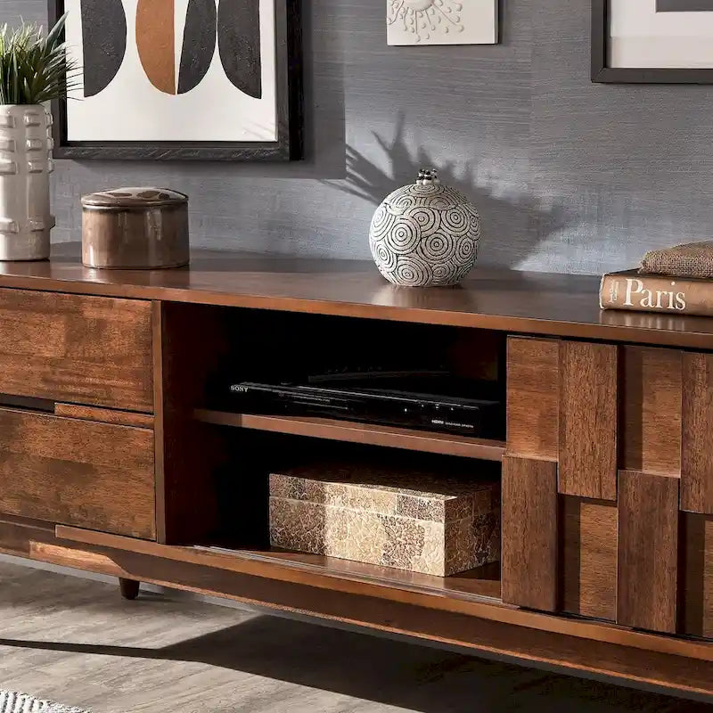 TV-Schrank aus Holz im Mid-Century-Stil mit 2 Schubladen