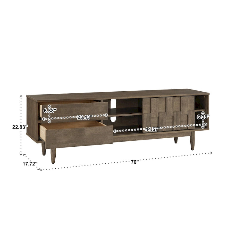 TV-Schrank aus Holz im Mid-Century-Stil mit 2 Schubladen