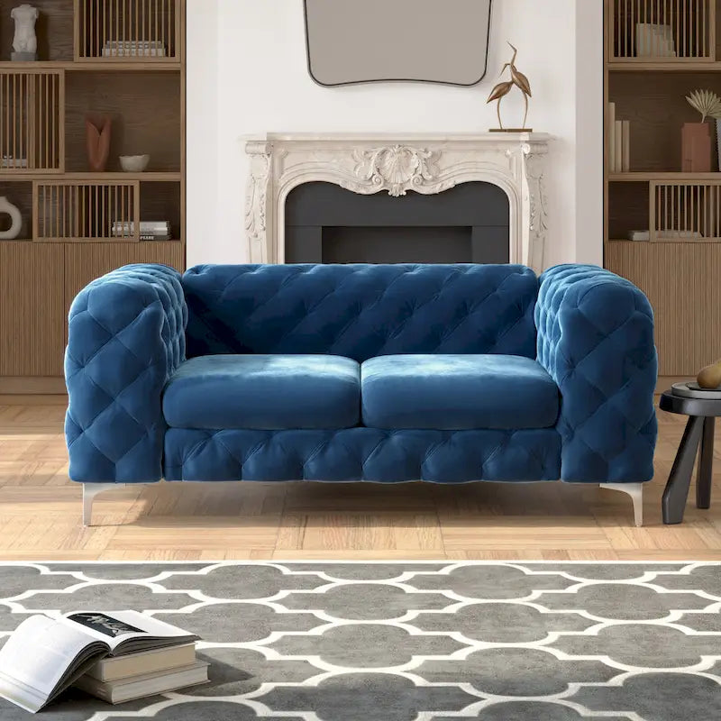 Getuftetes Chesterfield-Zweisitzer-Sofa aus Samt