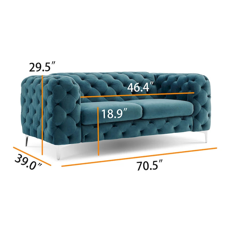 Getuftetes Chesterfield-Zweisitzer-Sofa aus Samt