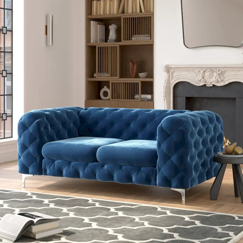 Getuftetes Chesterfield-Zweisitzer-Sofa aus Samt