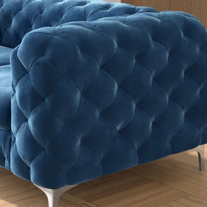 Getuftetes Chesterfield-Zweisitzer-Sofa aus Samt
