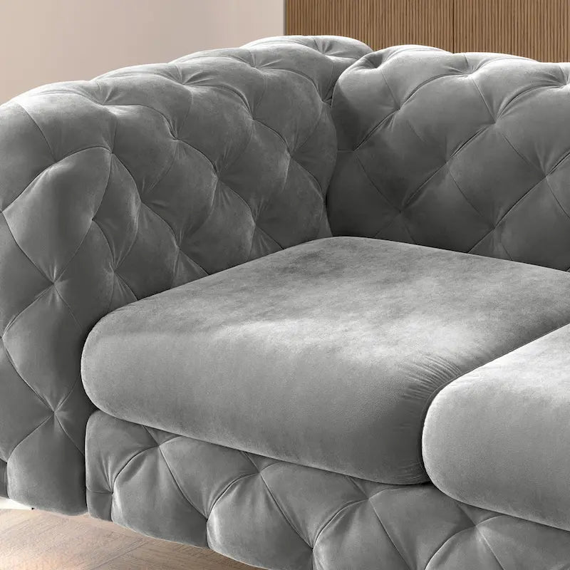 Getuftetes Chesterfield-Zweisitzer-Sofa aus Samt
