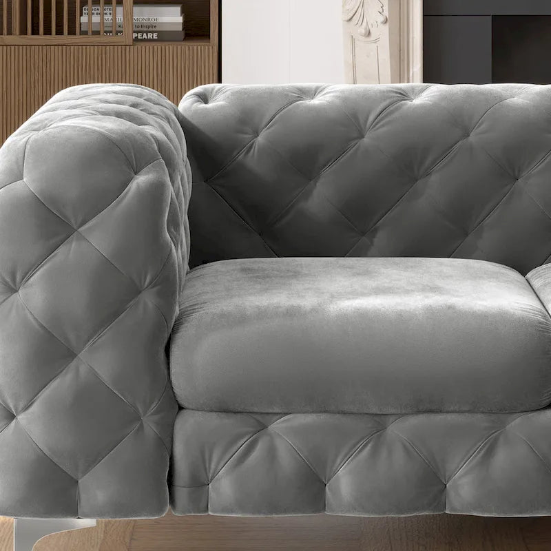 Getuftetes Chesterfield-Zweisitzer-Sofa aus Samt