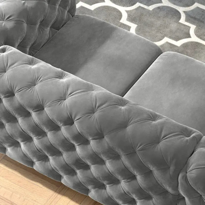 Getuftetes Chesterfield-Zweisitzer-Sofa aus Samt