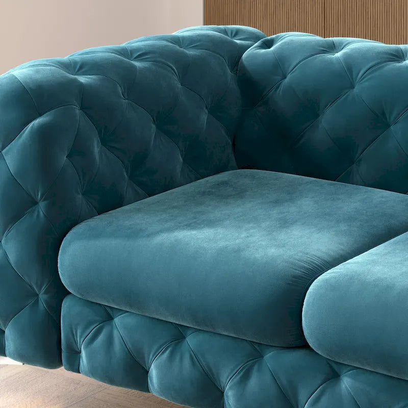 Getuftetes Chesterfield-Zweisitzer-Sofa aus Samt