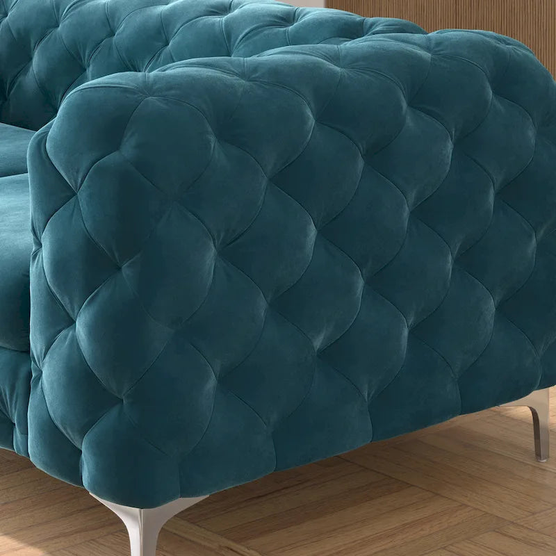 Getuftetes Chesterfield-Zweisitzer-Sofa aus Samt