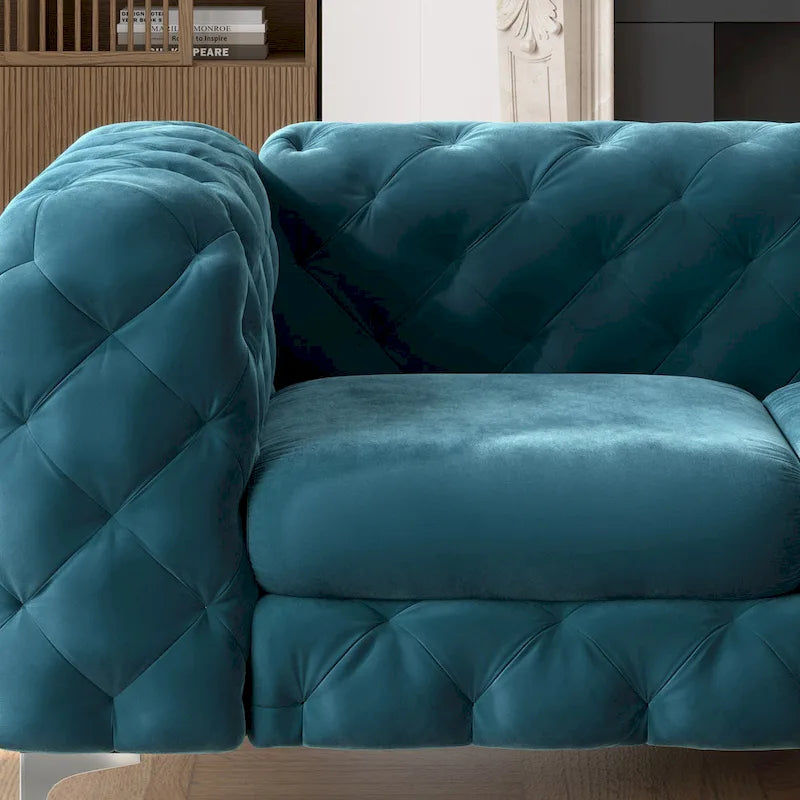 Getuftetes Chesterfield-Zweisitzer-Sofa aus Samt
