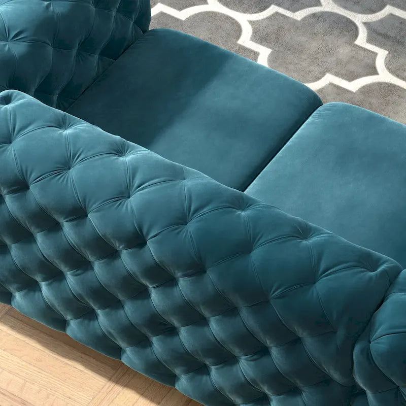 Getuftetes Chesterfield-Zweisitzer-Sofa aus Samt