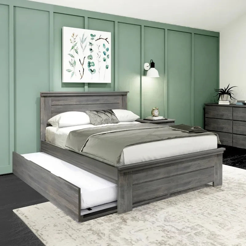 Bauernhaus-Doppelbett mit Paneelkopfteil und Ausziehbett