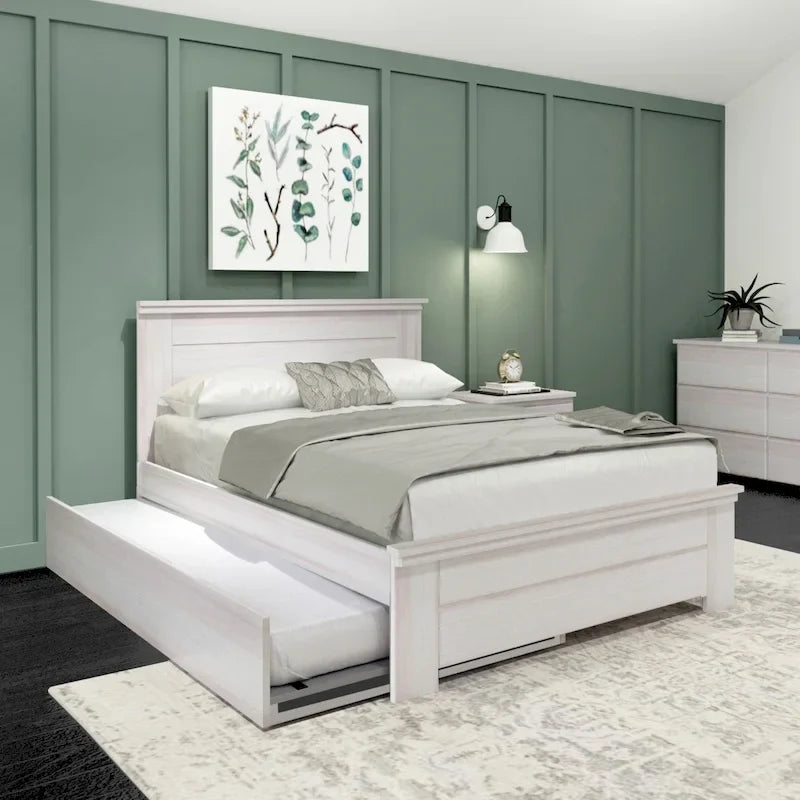 Bauernhaus-Doppelbett mit Paneelkopfteil und Ausziehbett