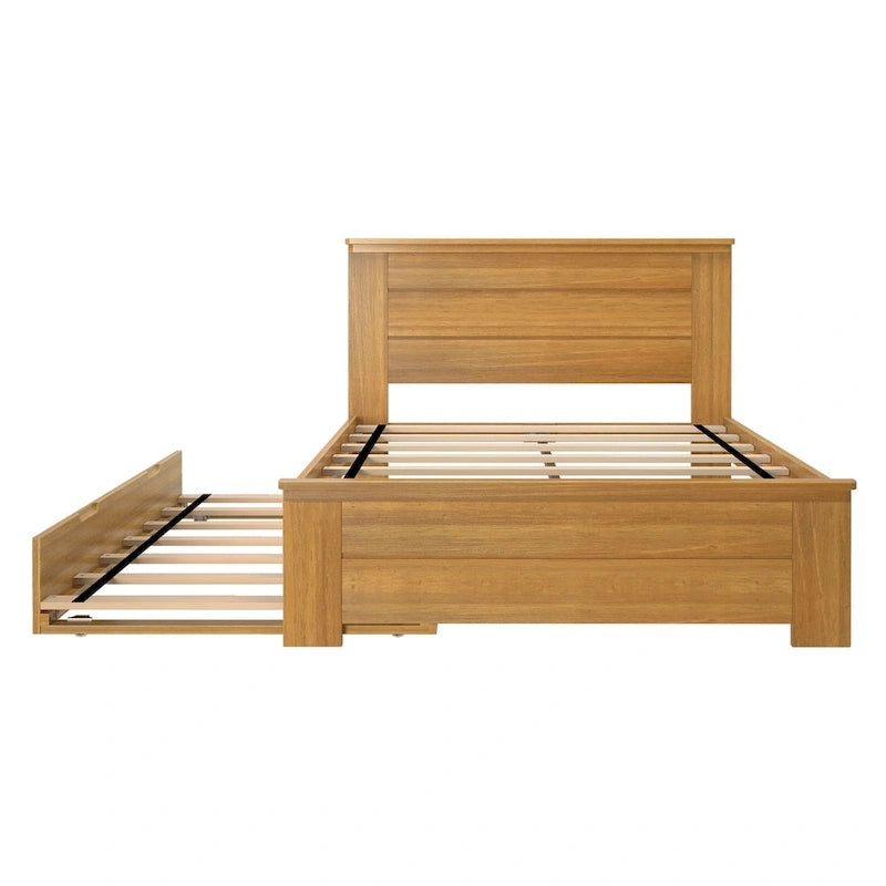 Bauernhaus-Doppelbett mit Paneelkopfteil und Ausziehbett