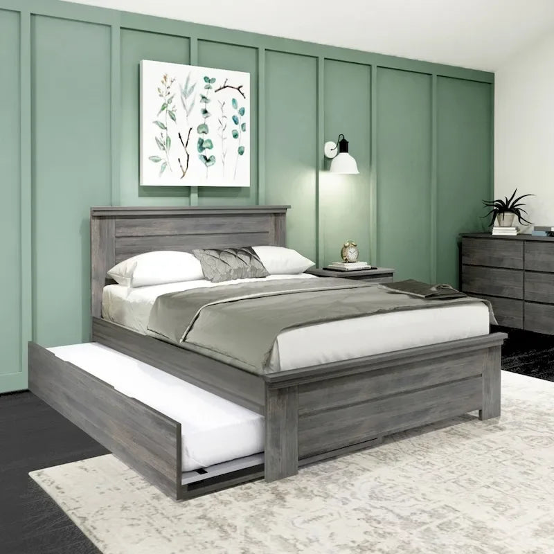 Bauernhaus-Doppelbett mit Paneelkopfteil und Ausziehbett