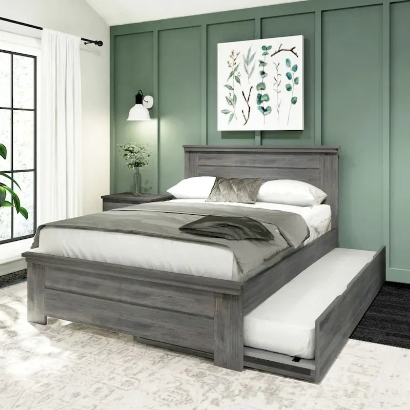 Bauernhaus-Doppelbett mit Paneelkopfteil und Ausziehbett