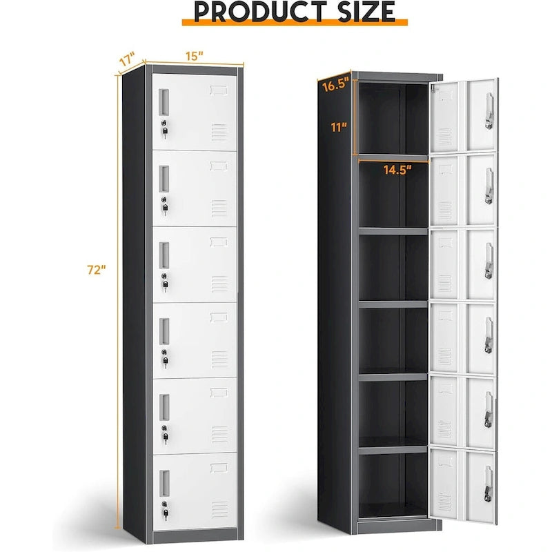 6-türiger Metallschließfachschrank für Home-Office, Schule