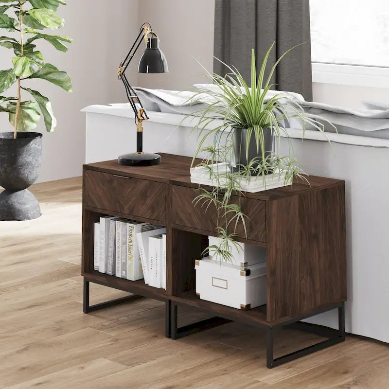 Nachttisch im Landhausstil mit offenem Fach und Schublade