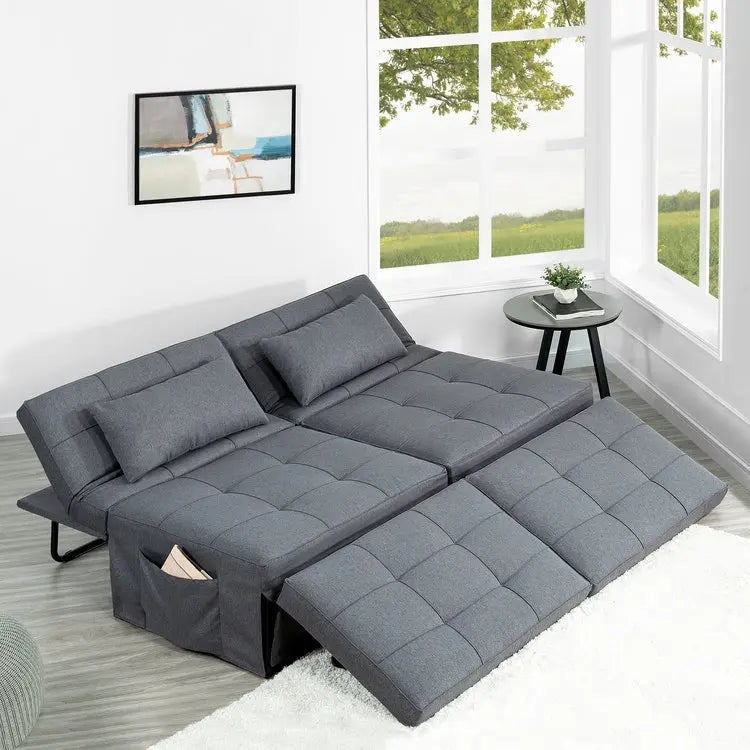 Schlafsesselbett, 4-in-1 Multifunktionales Schlafsofa, Atmungsaktiver Leinen-Bettsessel, Cabrio-Schlafsofa