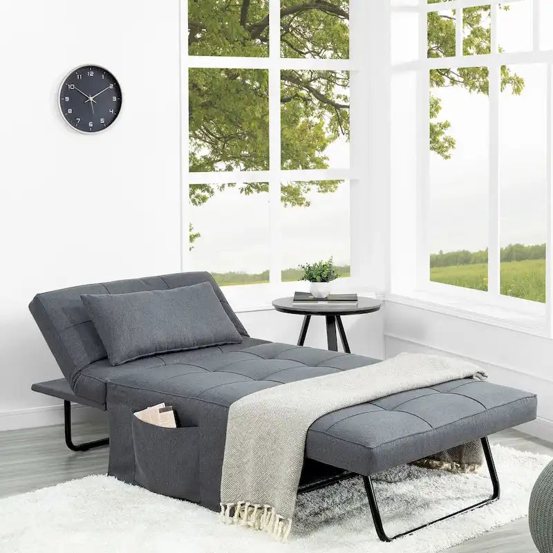 Schlafsesselbett, 4-in-1 Multifunktionales Schlafsofa, Atmungsaktiver Leinen-Bettsessel, Cabrio-Schlafsofa