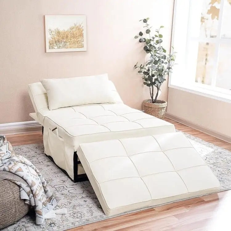 Schlafsesselbett, 4-in-1 Multifunktionales Schlafsofa, Atmungsaktiver Leinen-Bettsessel, Cabrio-Schlafsofa