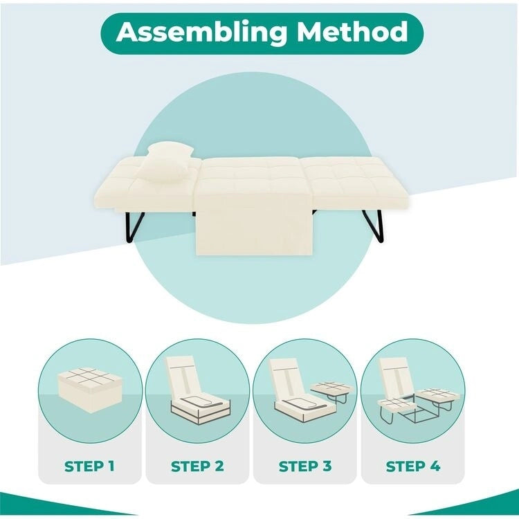 Schlafsesselbett, 4-in-1 Multifunktionales Schlafsofa, Atmungsaktiver Leinen-Bettsessel, Cabrio-Schlafsofa