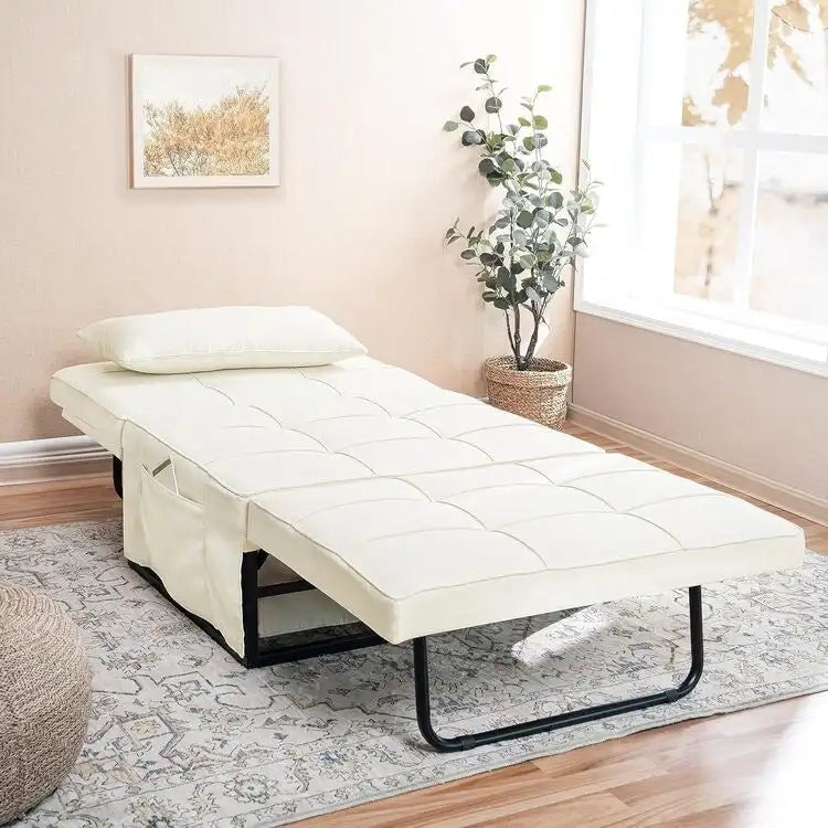 Schlafsesselbett, 4-in-1 Multifunktionales Schlafsofa, Atmungsaktiver Leinen-Bettsessel, Cabrio-Schlafsofa