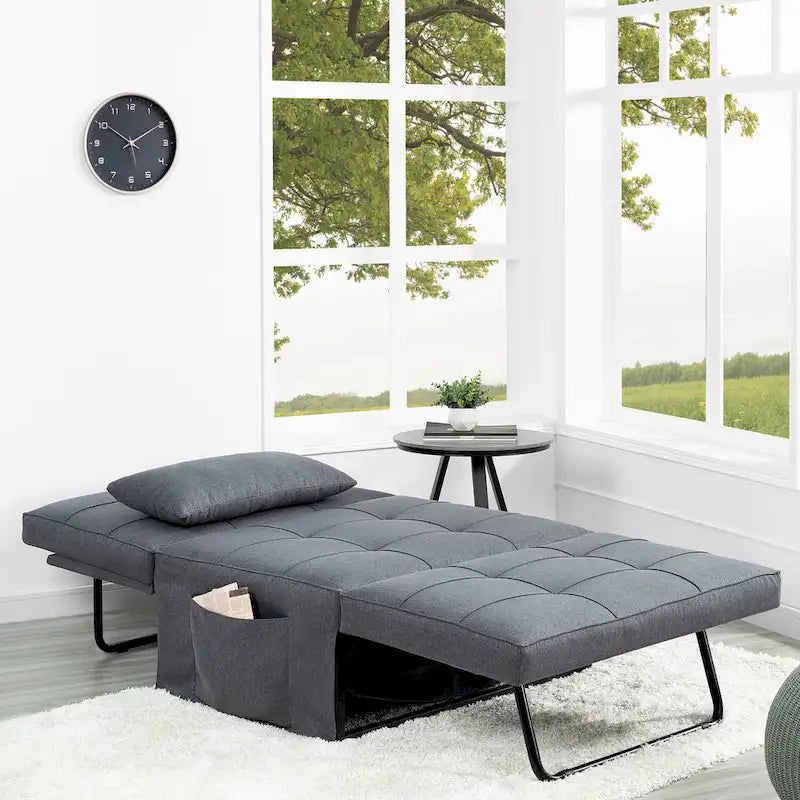 Schlafsesselbett, 4-in-1 Multifunktionales Schlafsofa, Atmungsaktiver Leinen-Bettsessel, Cabrio-Schlafsofa