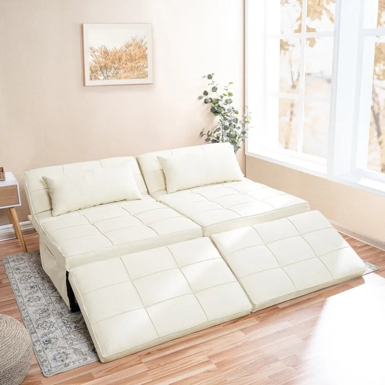 Schlafsesselbett, 4-in-1 Multifunktionales Schlafsofa, Atmungsaktiver Leinen-Bettsessel, Cabrio-Schlafsofa