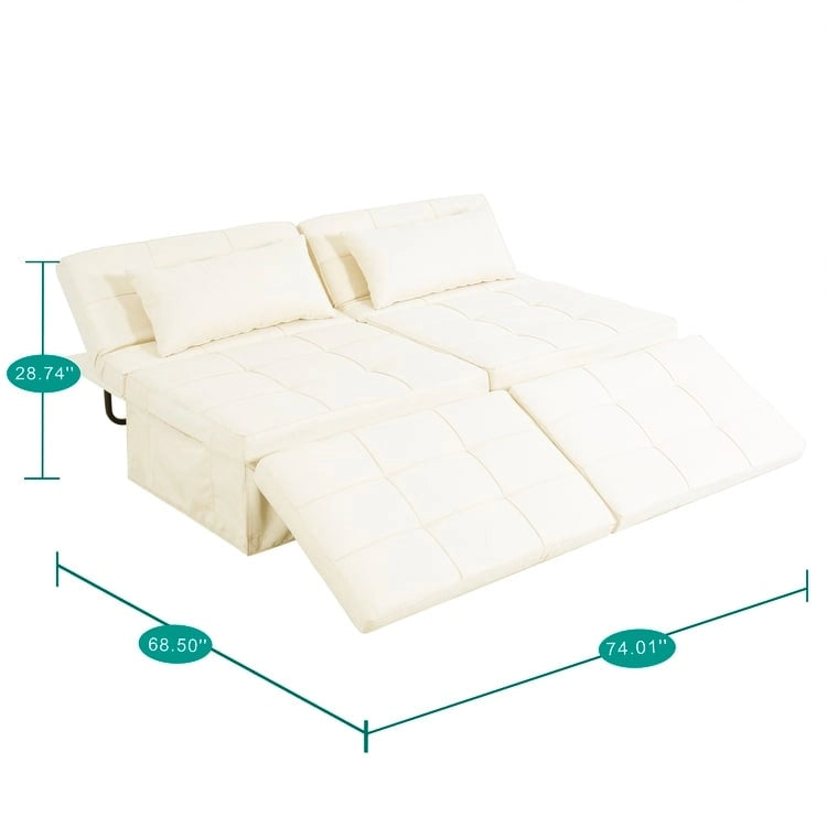 Schlafsesselbett, 4-in-1 Multifunktionales Schlafsofa, Atmungsaktiver Leinen-Bettsessel, Cabrio-Schlafsofa