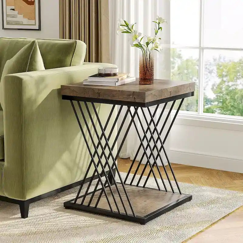 Quadratischer Beistelltisch, Nachttische im Mid-Century Modern Stil, Akzenttisch Wohnzimmer