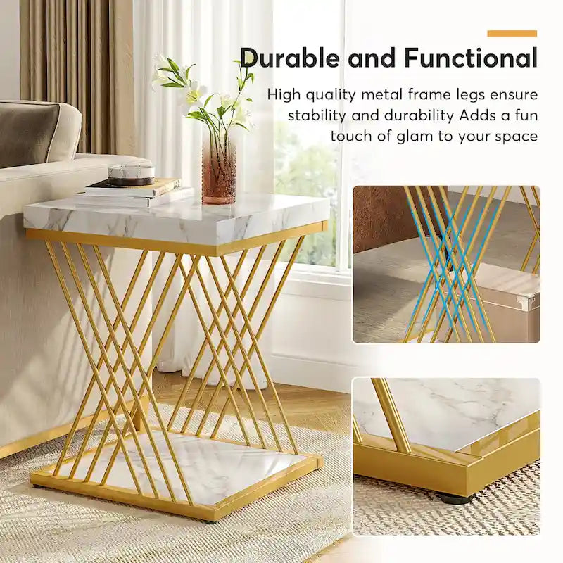 Quadratischer Beistelltisch, Nachttische im Mid-Century Modern Stil, Akzenttisch Wohnzimmer