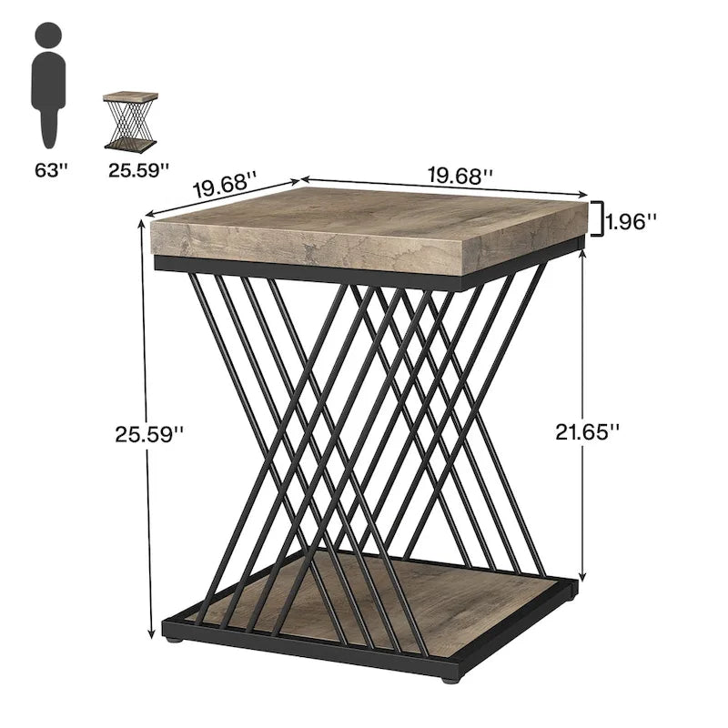 Quadratischer Beistelltisch, Nachttische im Mid-Century Modern Stil, Akzenttisch Wohnzimmer