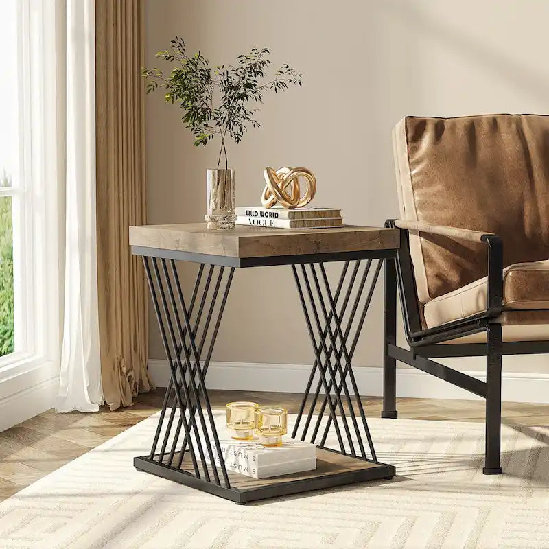 Quadratischer Beistelltisch, Nachttische im Mid-Century Modern Stil, Akzenttisch Wohnzimmer