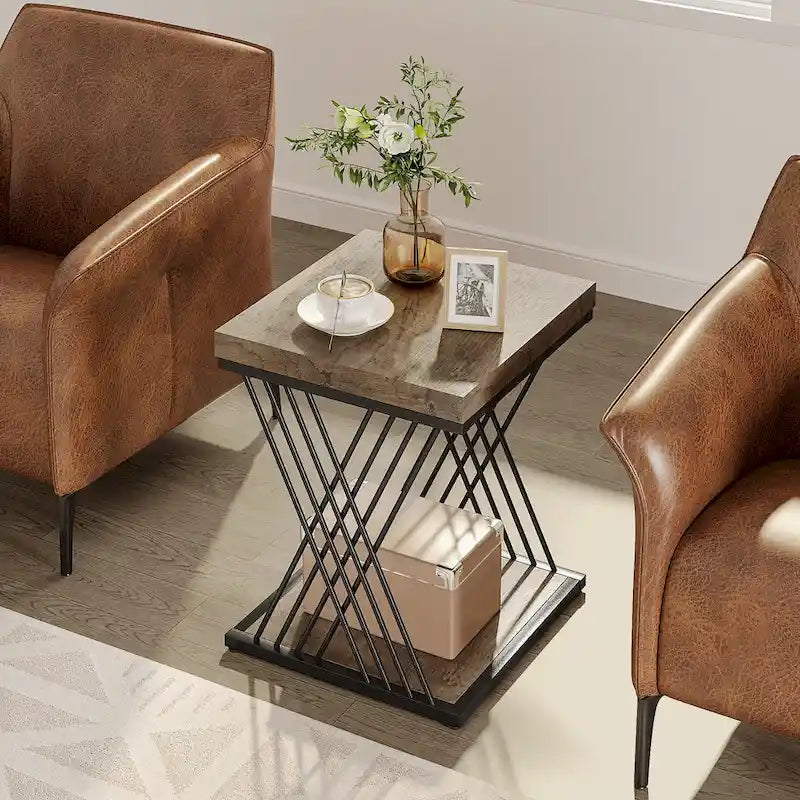 Quadratischer Beistelltisch, Nachttische im Mid-Century Modern Stil, Akzenttisch Wohnzimmer